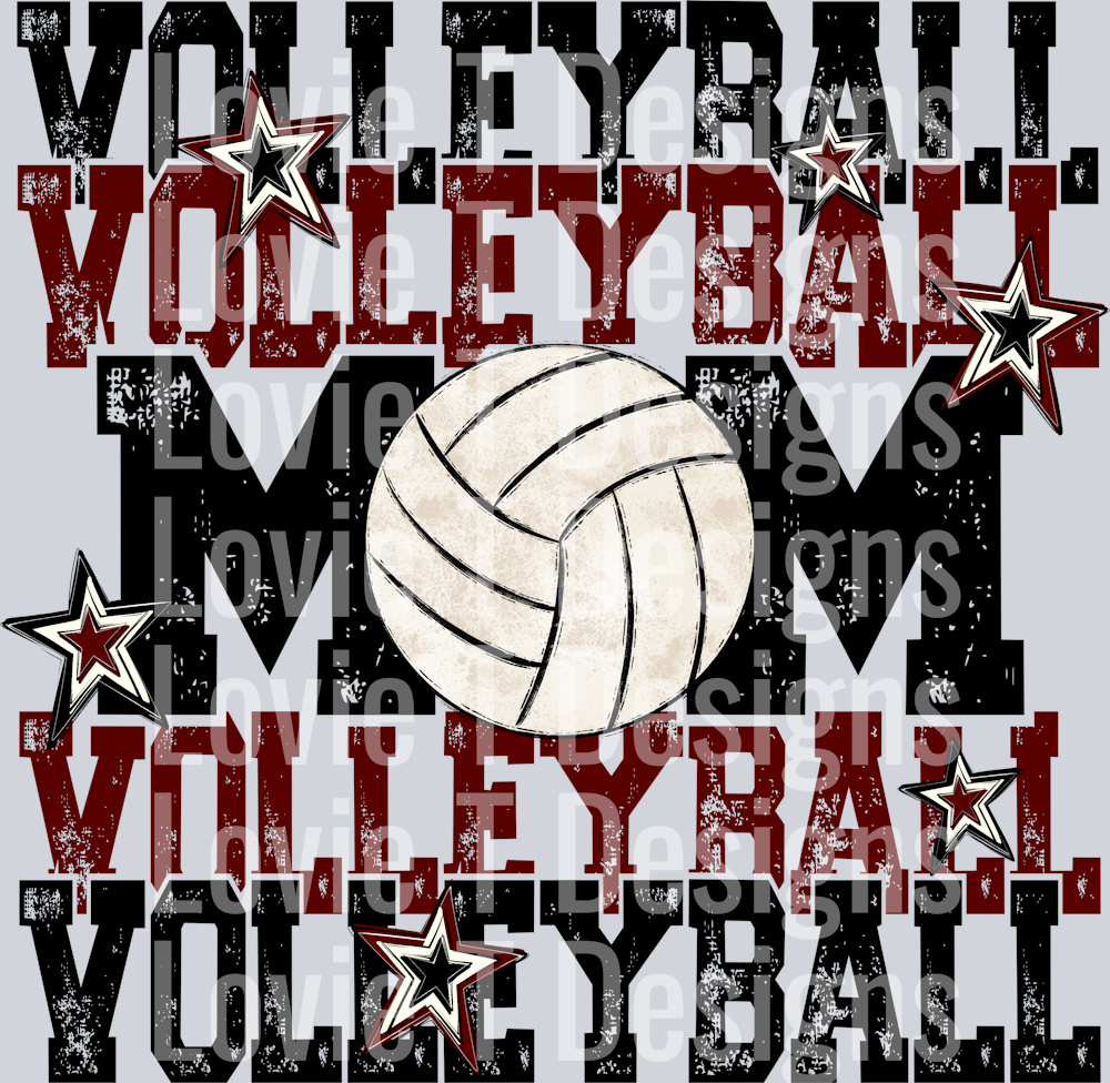 Volleyball Mom Black Maroon