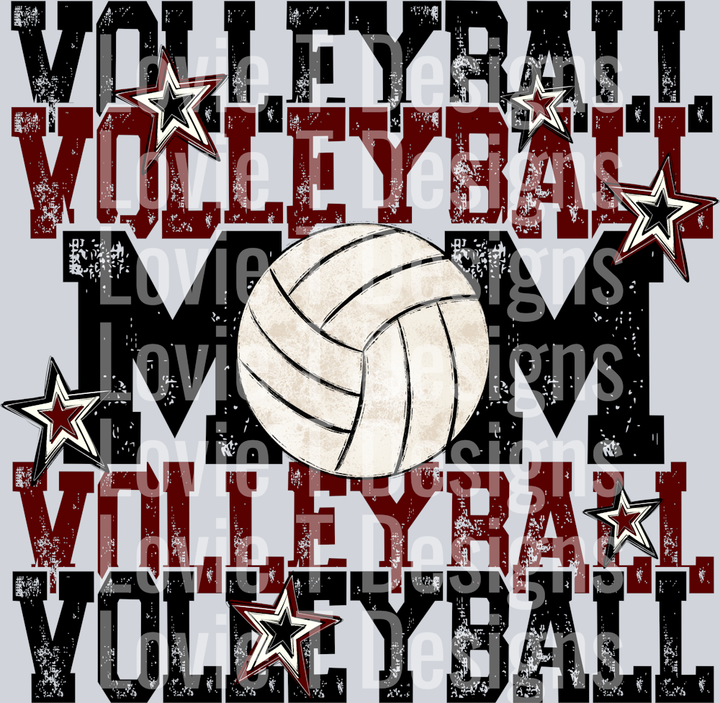 Volleyball Mom Black Maroon