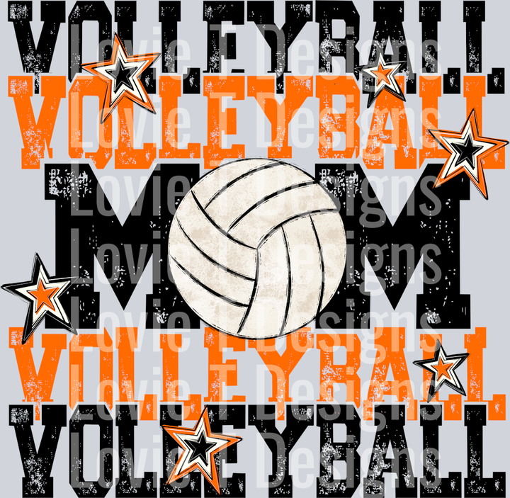 Volleyball Mom Black Orange