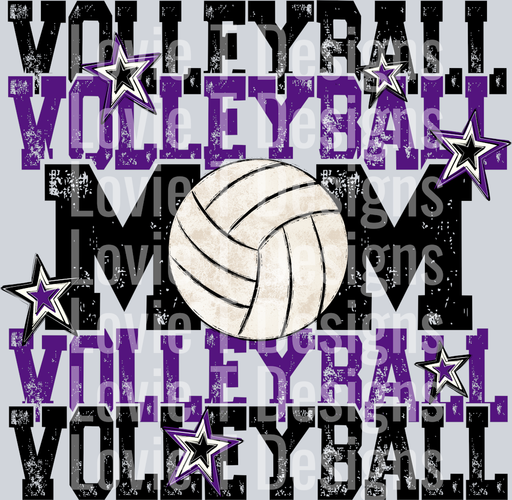Volleyball Mom Black Purple