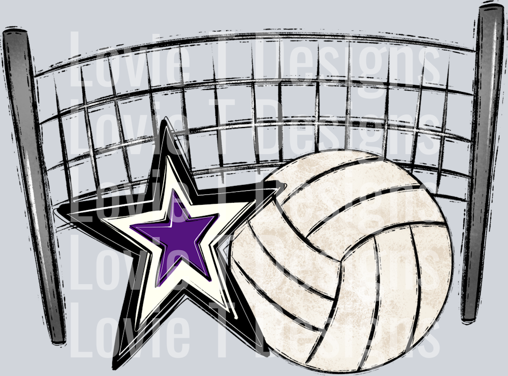 Volleyball Mom Black Purple Pocket