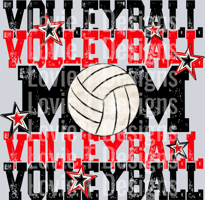 Volleyball Mom Black Red