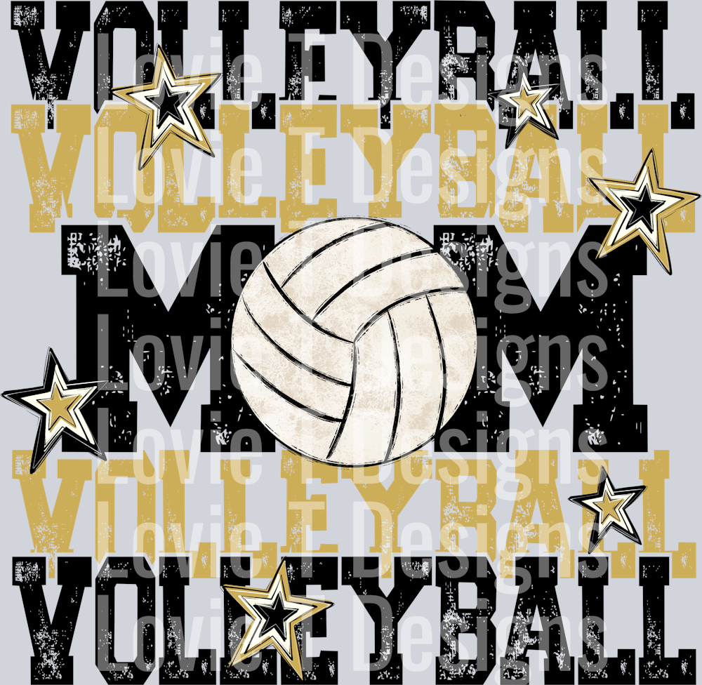 Volleyball Mom Black Vegas Gold
