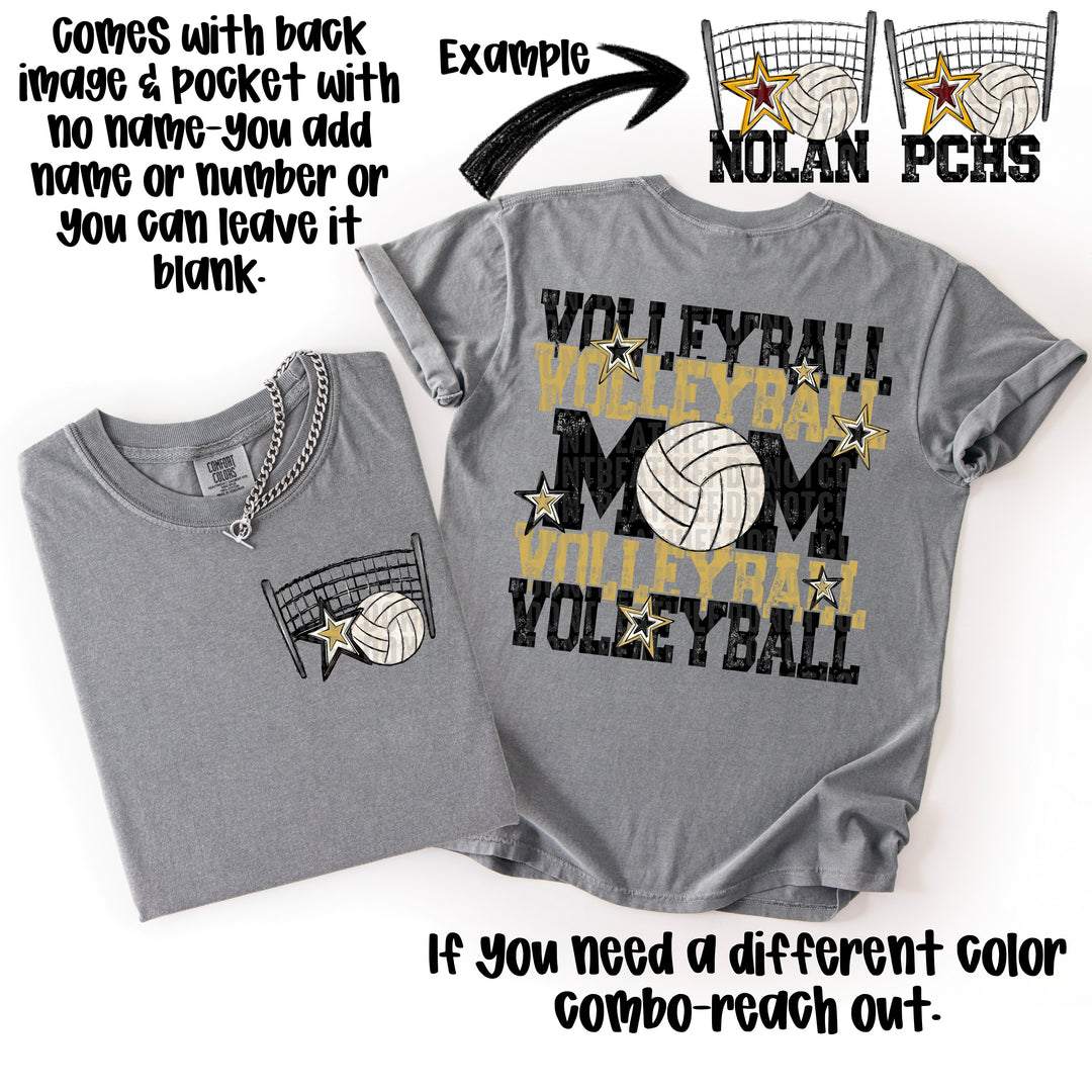 VOLLEYBALL MOM BLACK VEGAS GOLD POCKET