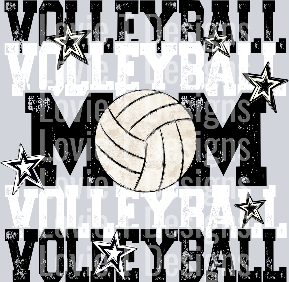 Volleyball Mom Black White