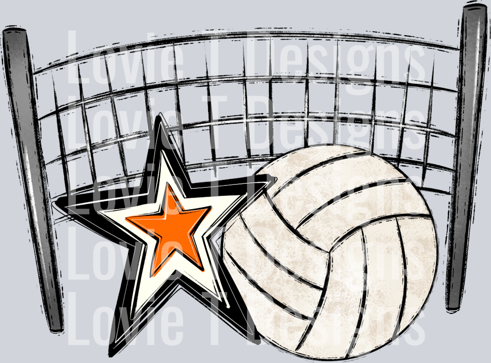 Volleyball Mom Blk Orange Pocket