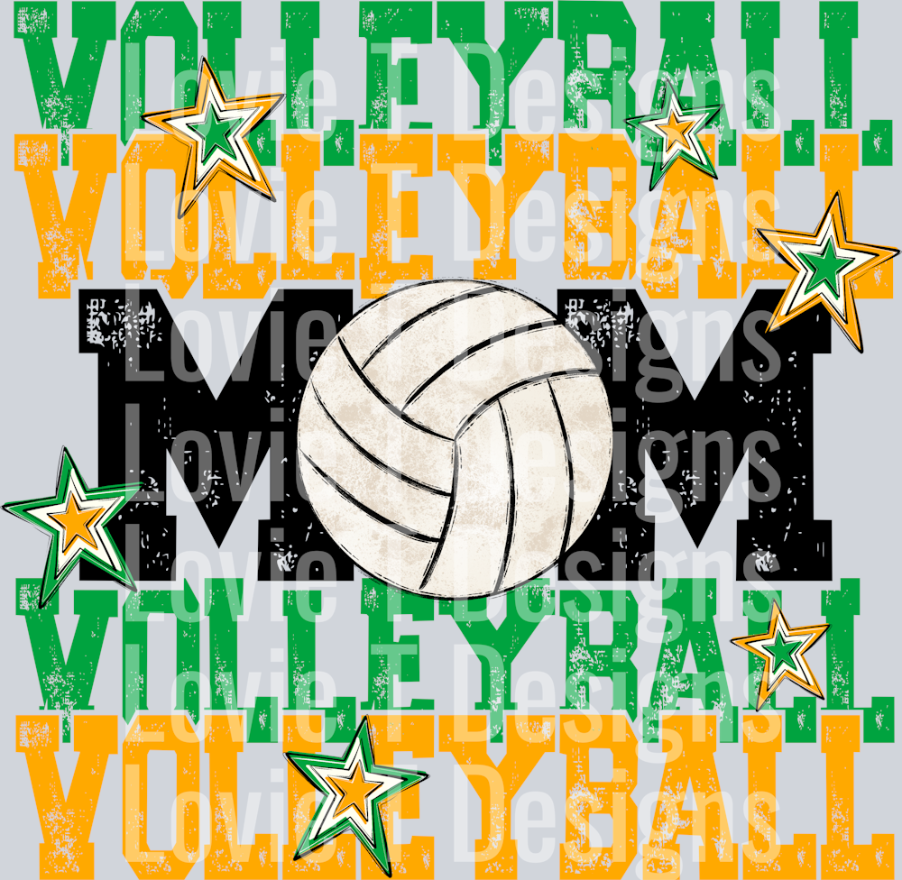 Volleyball Mom Kelly Green and Yellow Gold