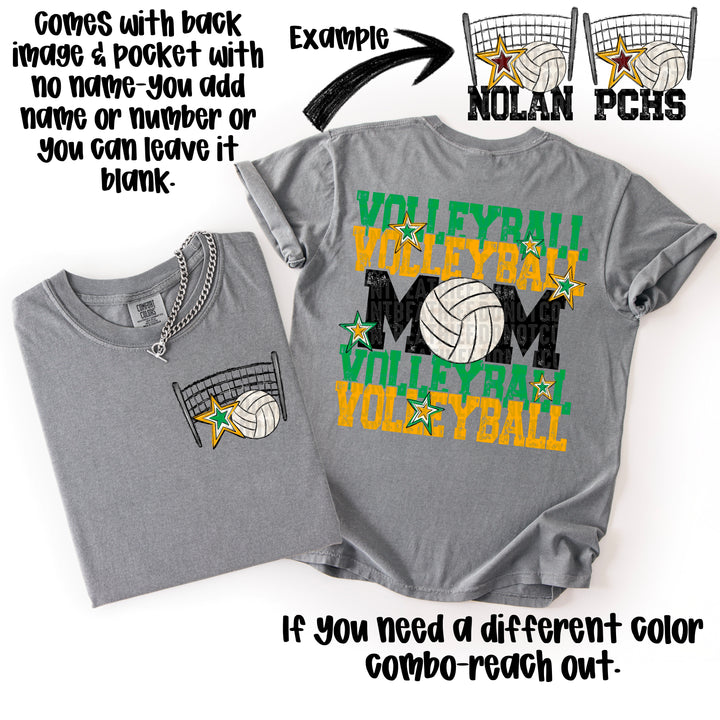 VOLLEYBALL MOM KELLY GREEN YELLOW GOLD POCKET