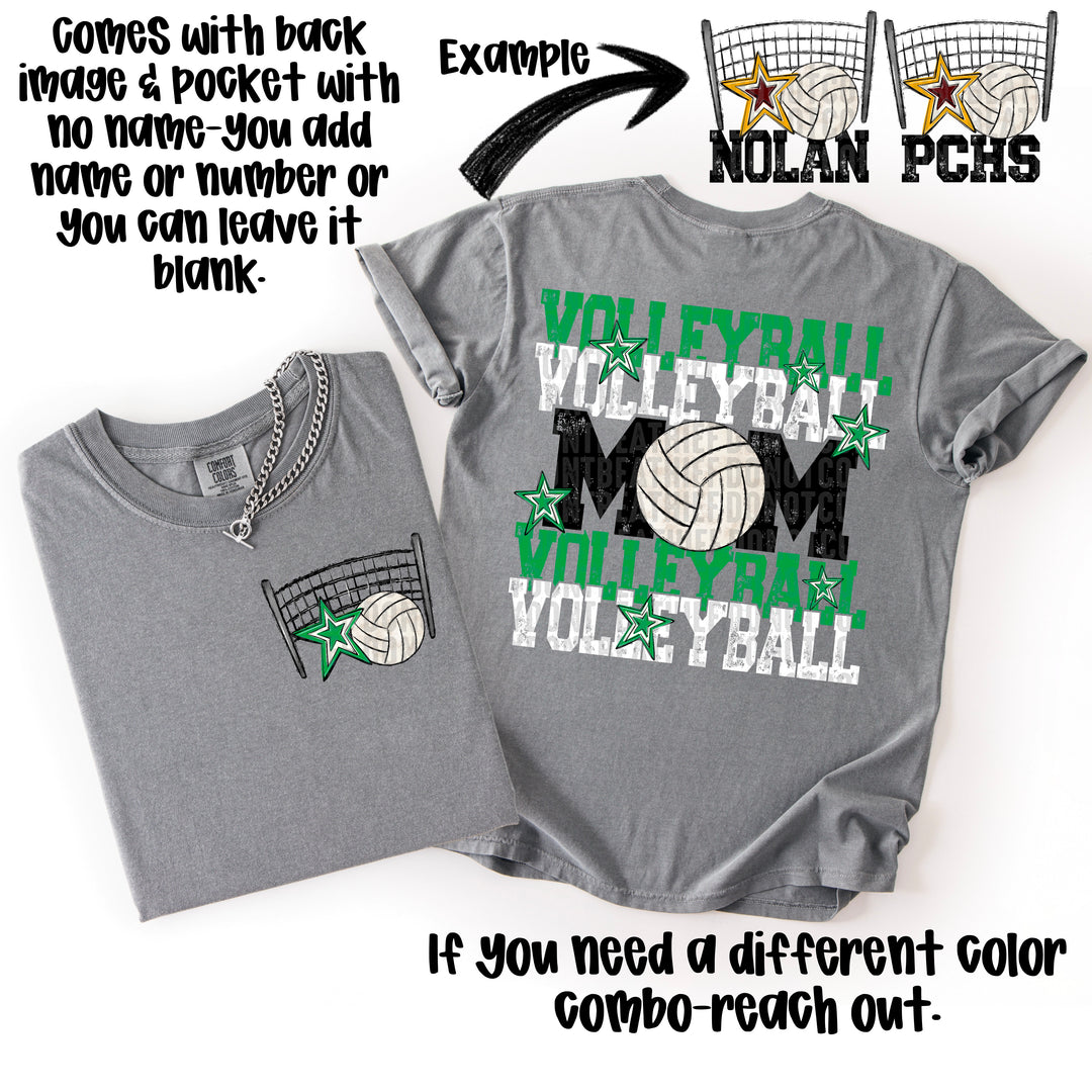 VOLLEYBALL MOM KELLY GREEN WHITE POCKET