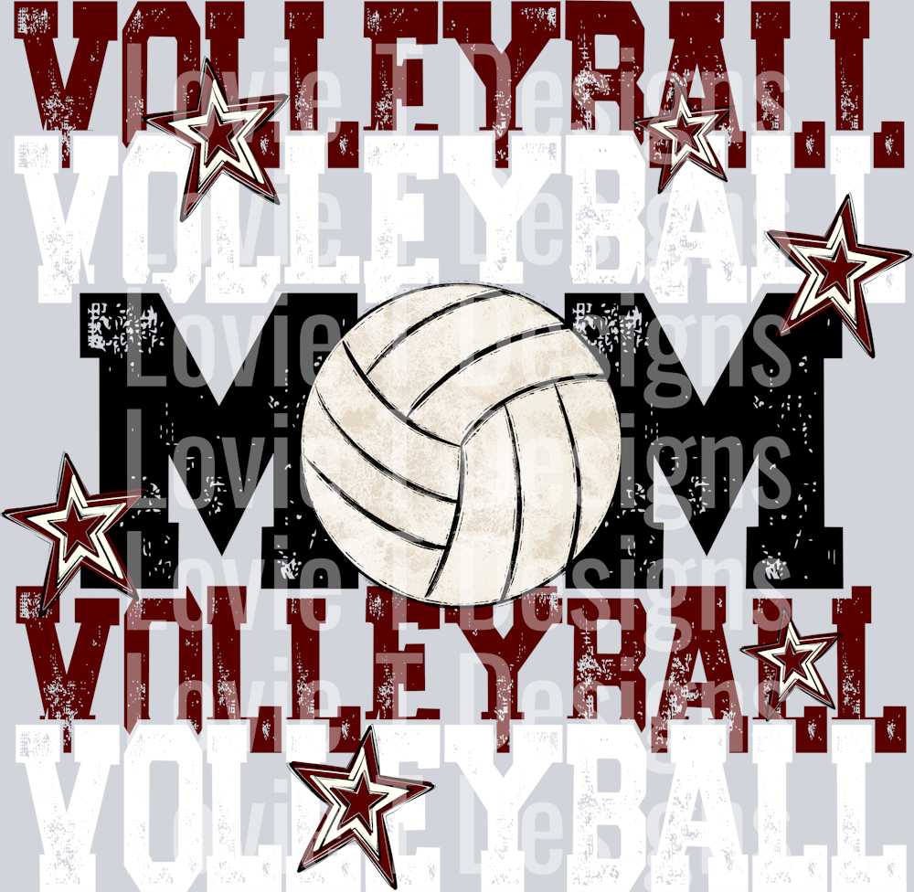 Volleyball Mom Maroon White