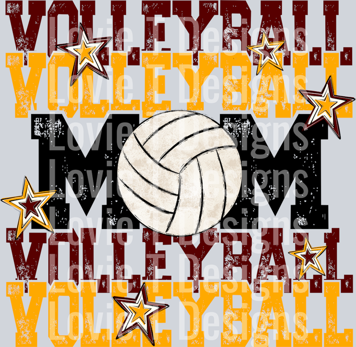 Volleyball Mom Maroon Yellow Gold