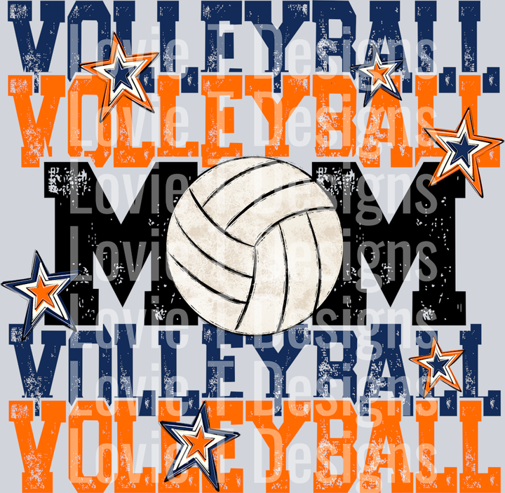 Volleyball Mom Navy Orange