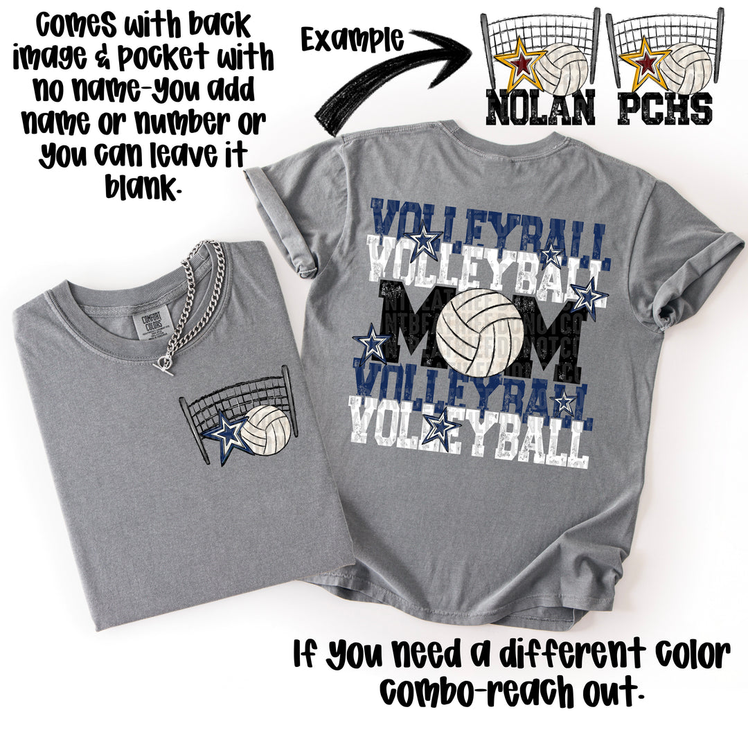 VOLLEYBALL MOM NAVY WHITE POCKET