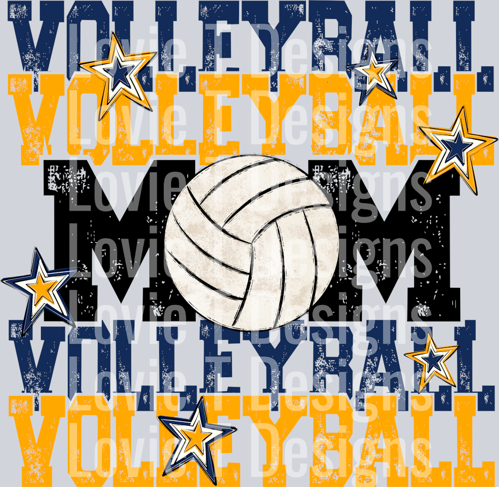 Volleyball Mom Navy Yellow Gold