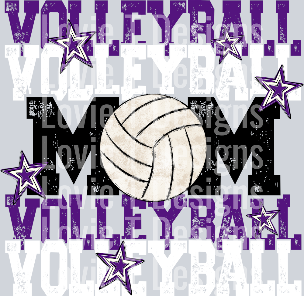 Volleyball Mom Purple White