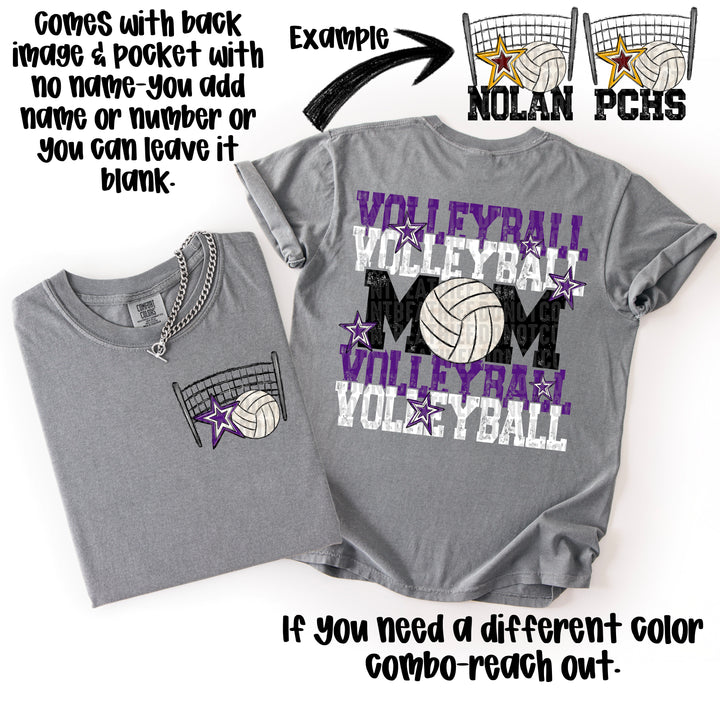 VOLLEYBALL MOM PURPLE WHITE POCKET