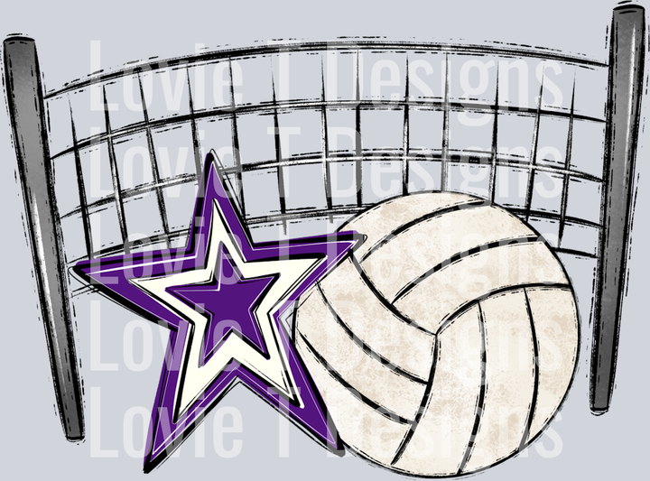 Volleyball Mom Purple White Pocket
