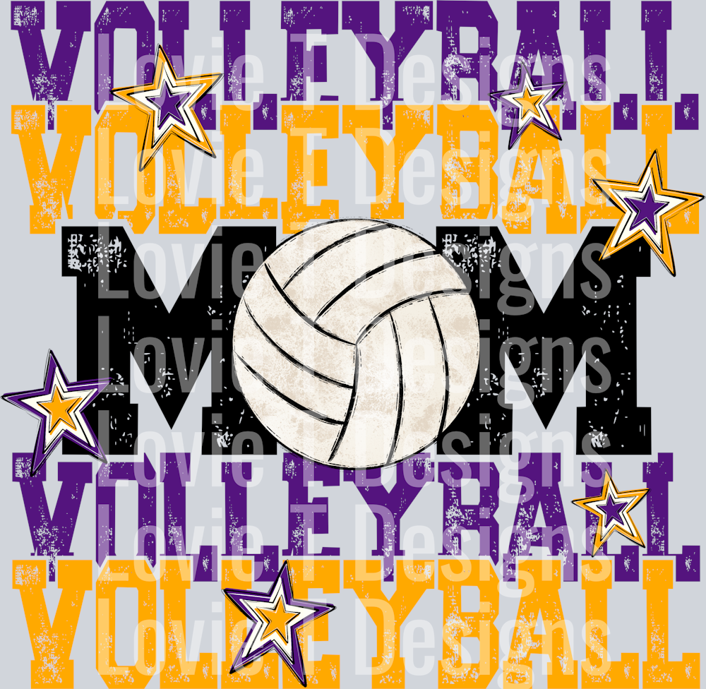 Volleyball Mom Purple Yellow Gold