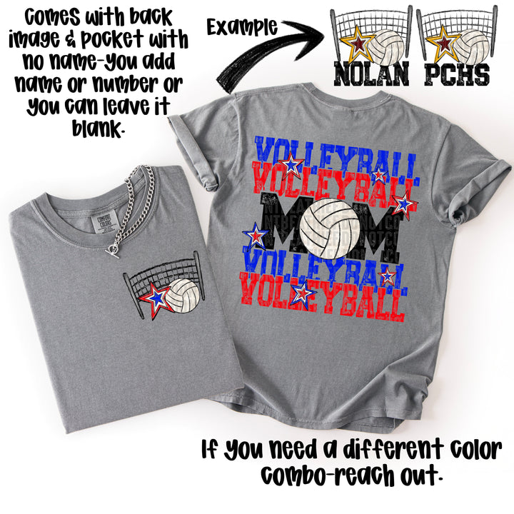 VOLLEYBALL MOM RED ROYAL POCKET