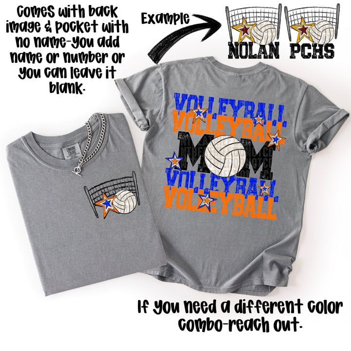 VOLLEYBALL MOM ROYAL ORANGE POCKET