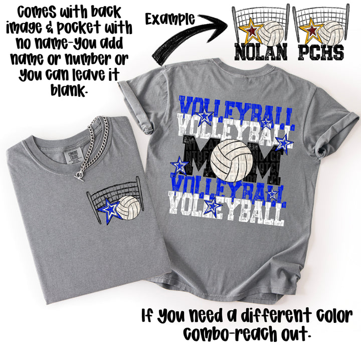 VOLLEYBALL MOM ROYAL WHITE POCKET