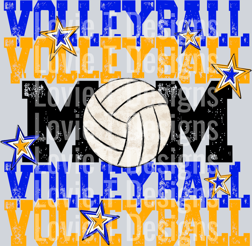 Volleyball Mom Royal Yellow Gold