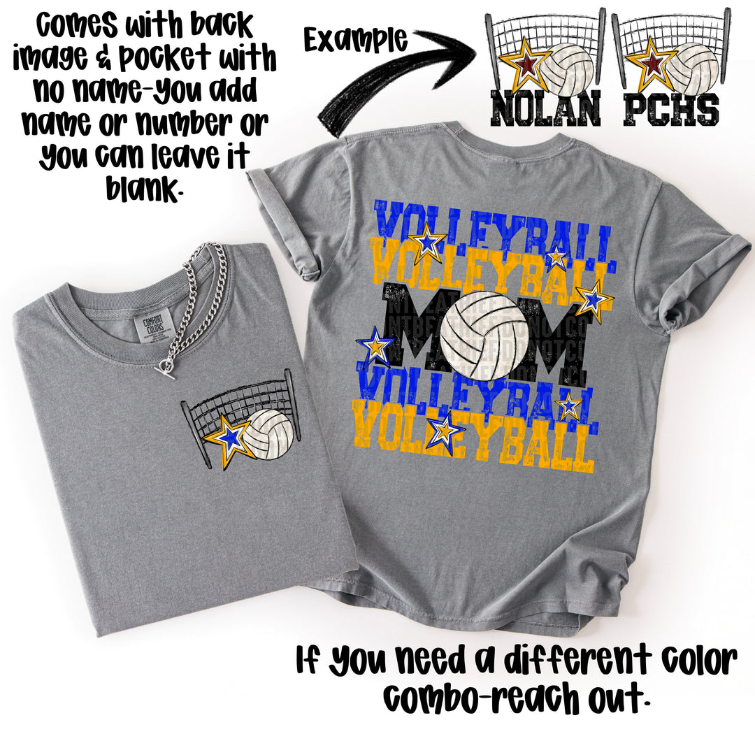 VOLLEYBALL MOM ROYAL YELLOW GOLD POCKET