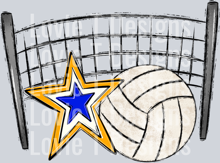 Volleyball Mom Royal Yellow Gold Pocket