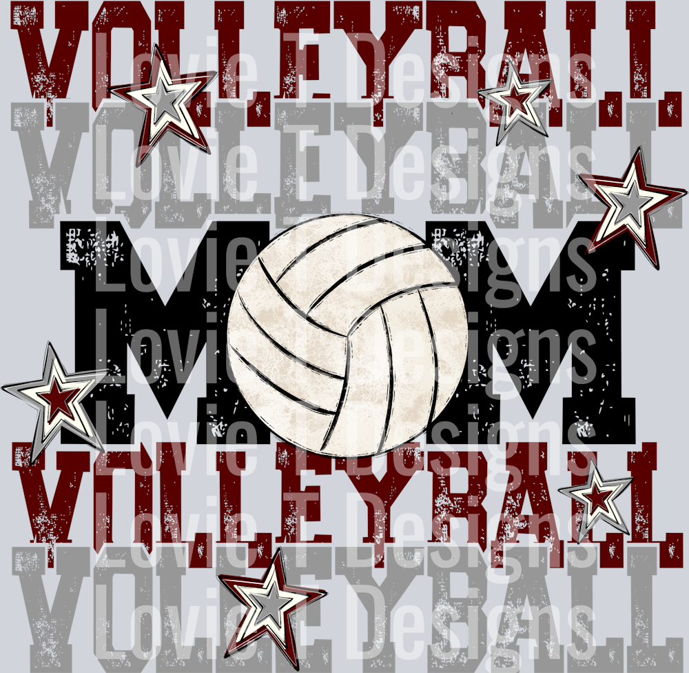 VolleyballMom Maroon Grey