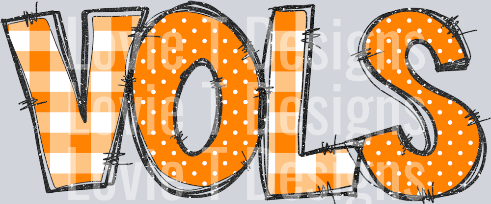 Vols Doodle Gingham Dots & Glitter Orange White