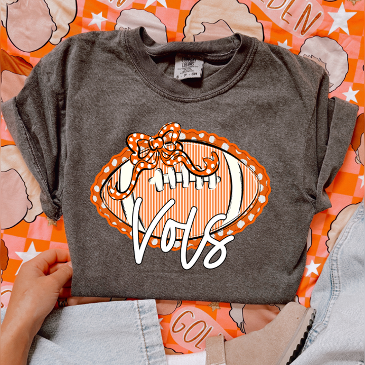 Vols Orange Football and Dotted Bow – DTF Transfer