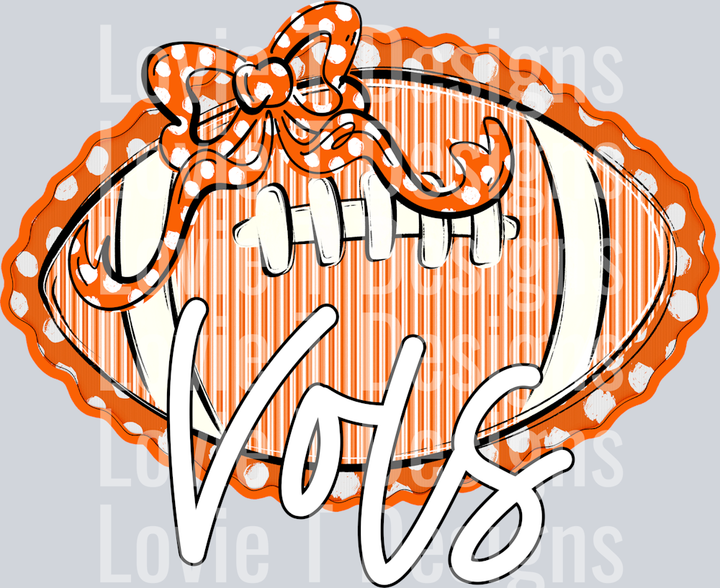 VOLS ORANGE FOOTBALL AND DOTTED BOW