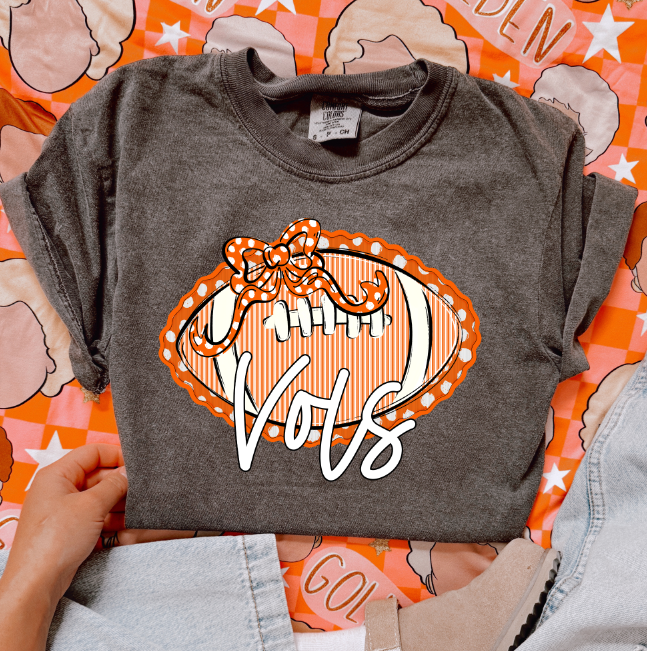 Vols Orange Football and Dotted Bow DTF transfer design – image 1