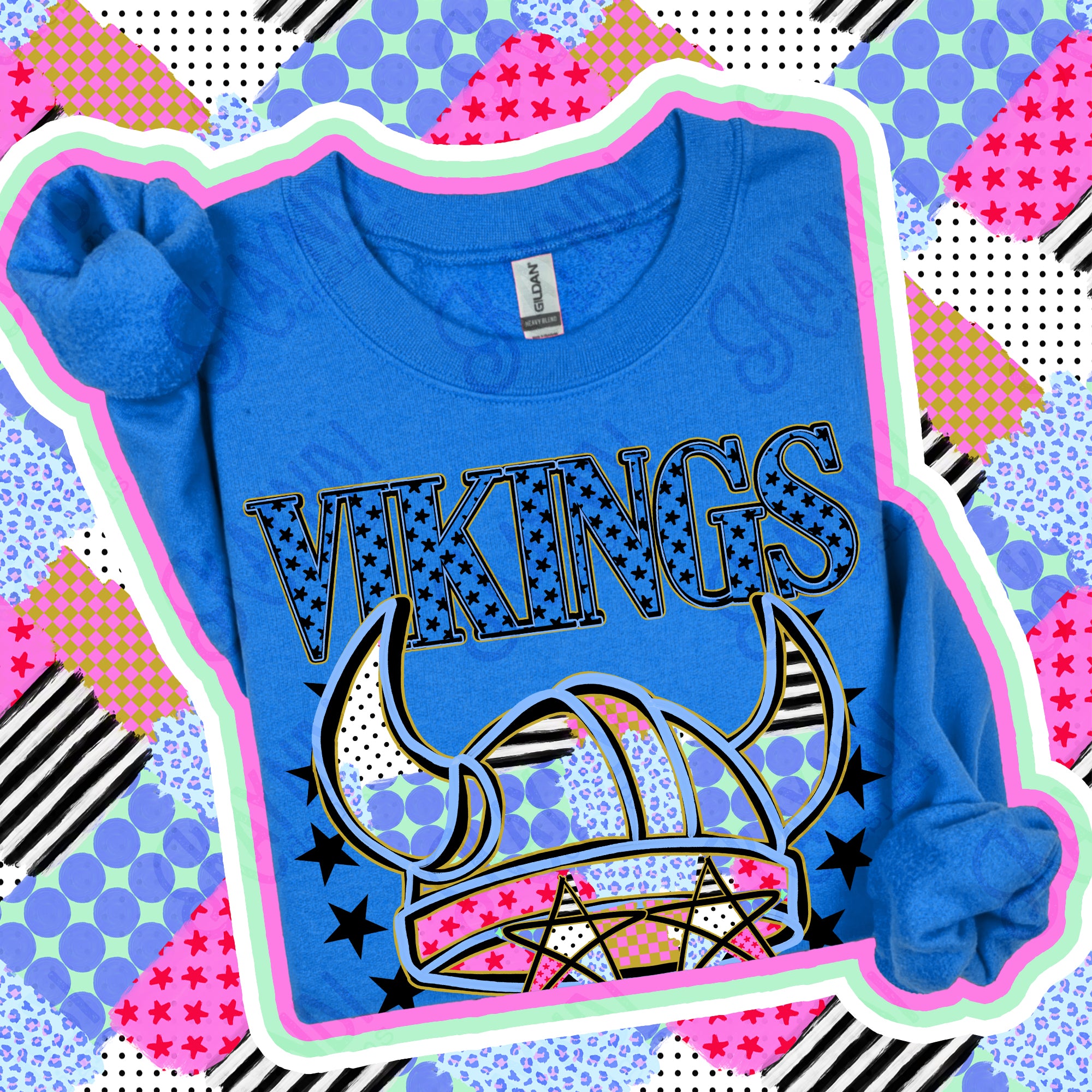 Patchwork Varsity Stars Mascots Vikings 2 design