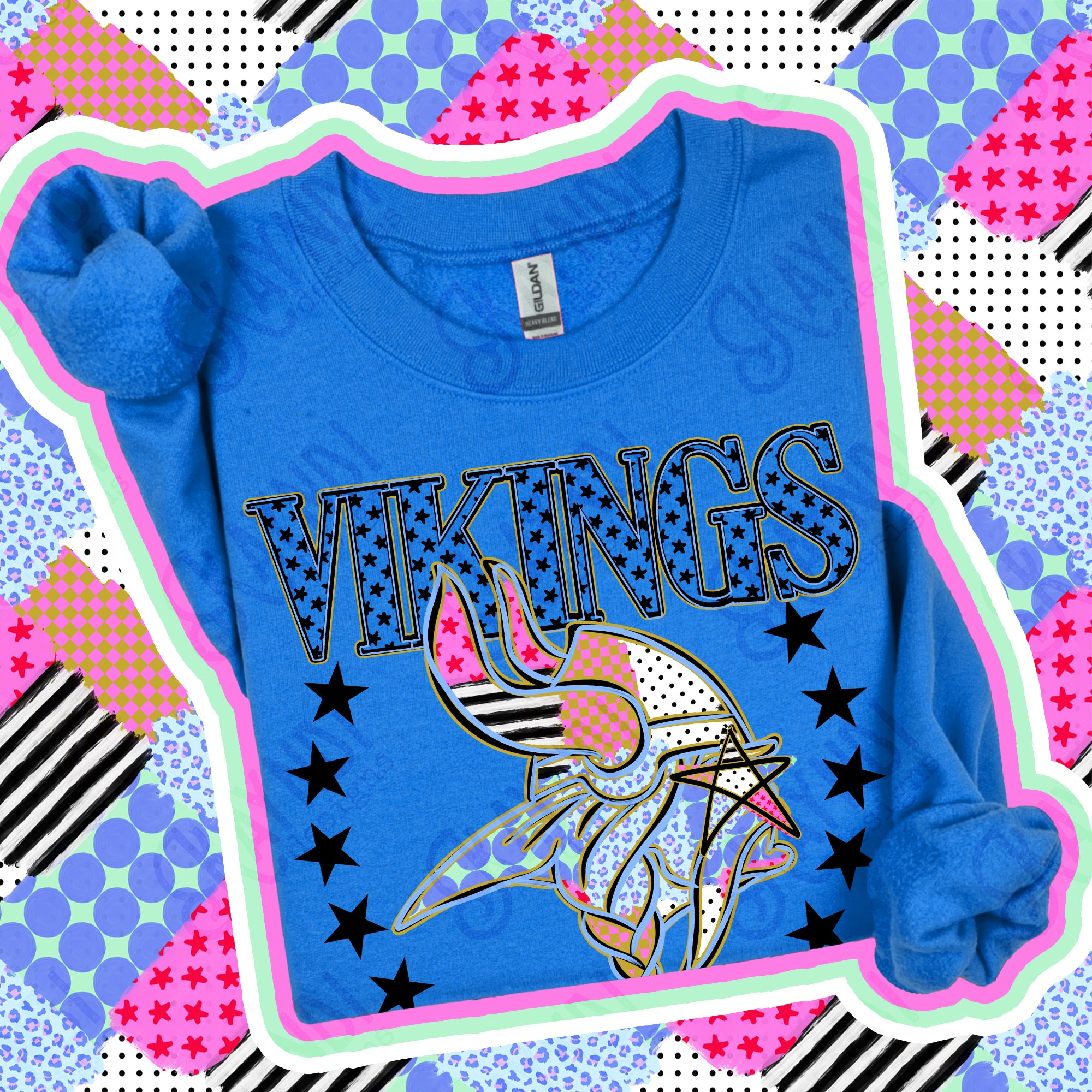 Patchwork Varsity Stars Mascots Vikings 3 design