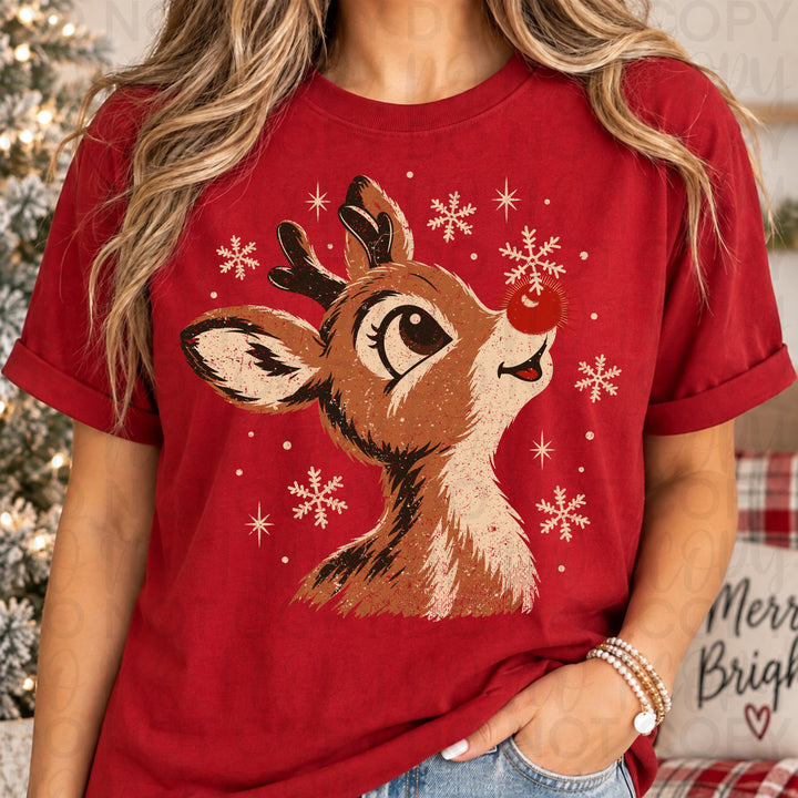 Vintage Rudolph Christmas DTF transfer mockup 2