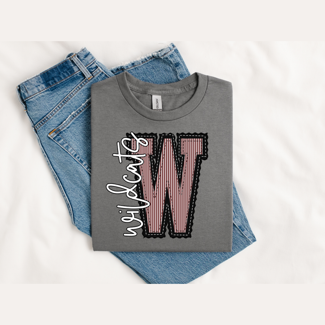 W Wildcats Prepster Black Base Maroon Top – DTF Transfer