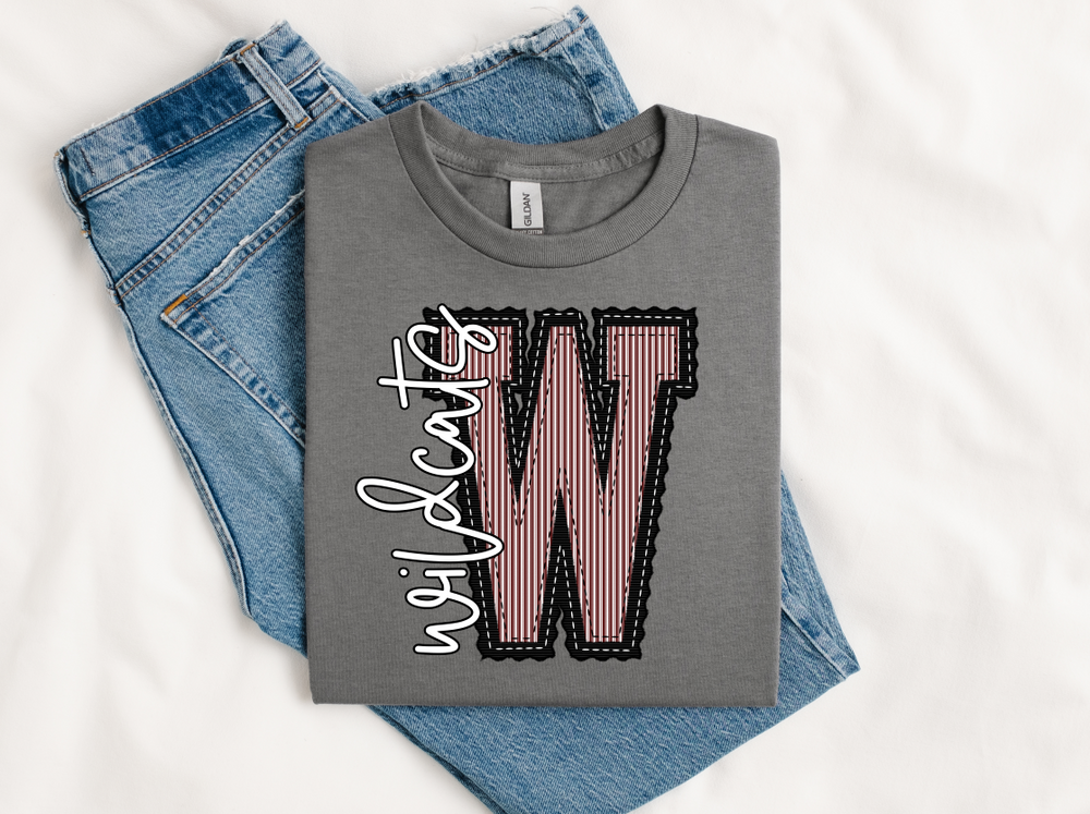 W Wildcats Prepster Black Base Maroon Top DTF transfer design – image 1