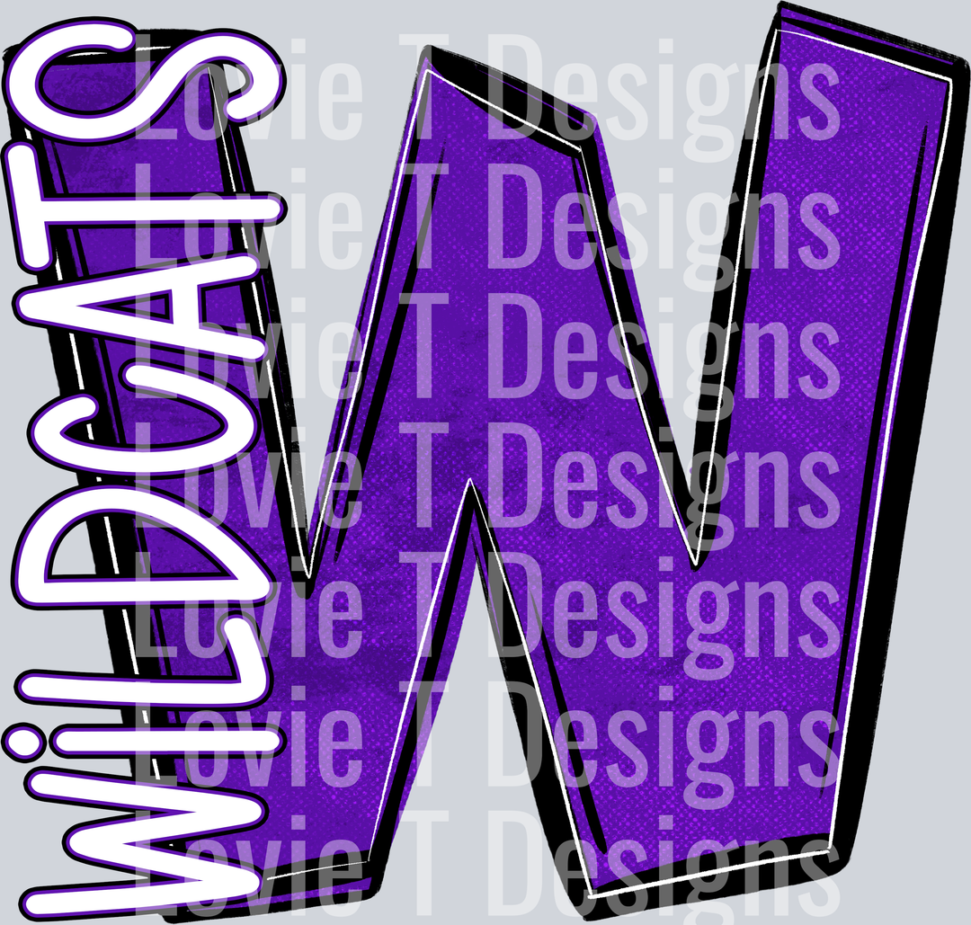 W WILDCATS PURPLE STARRY MASCOT