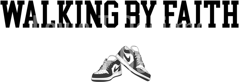 WALKING BY FAITH TRIPPING CONSTANTLY BLACK AND WHITE NIKES