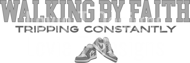 WALKING BY FAITH TRIPPING CONSTANTLY DARK GRAY AND LIGHT GRAY NIKES