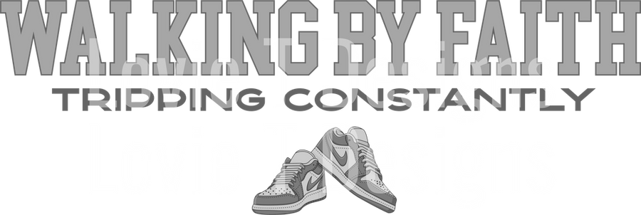 WALKING BY FAITH TRIPPING CONSTANTLY DARK GRAY AND LIGHT GRAY NIKES