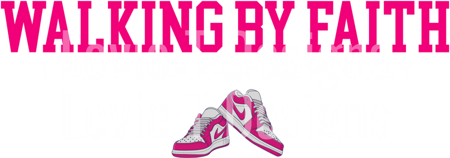 WALKING BY FAITH TRIPPING CONSTANTLY HOT PINK AND WHITE NIKES