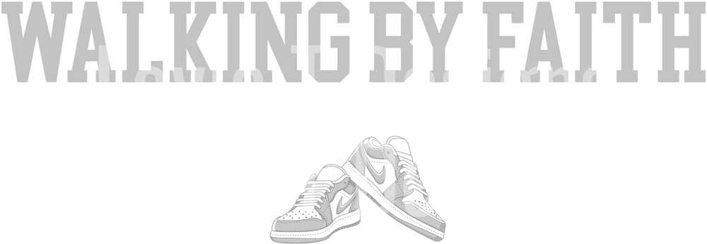 WALKING BY FAITH TRIPPING CONSTANTLY LIGHT GRAY AND WHITE NIKES
