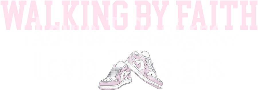 WALKING BY FAITH TRIPPING CONSTANTLY LIGHT PINK AND WHITE NIKES