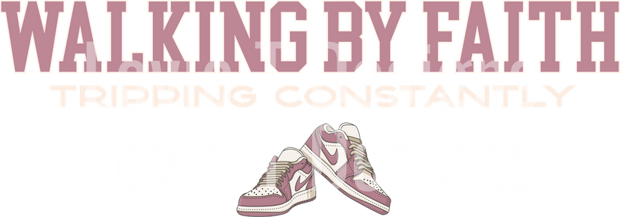 WALKING BY FAITH TRIPPING CONSTANTLY MAUVE AND CREAM NIKES
