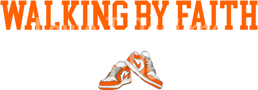 WALKING BY FAITH TRIPPING CONSTANTLY ORANGE AND WHITE NIKES