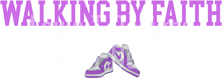 WALKING BY FAITH TRIPPING CONSTANTLY PURPLE AND WHITE NIKES