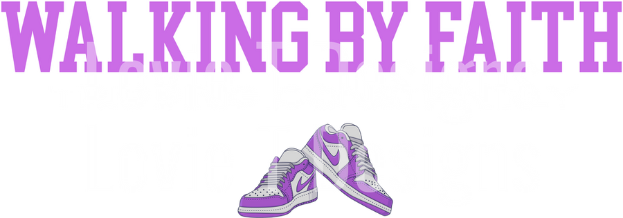 WALKING BY FAITH TRIPPING CONSTANTLY PURPLE AND WHITE NIKES
