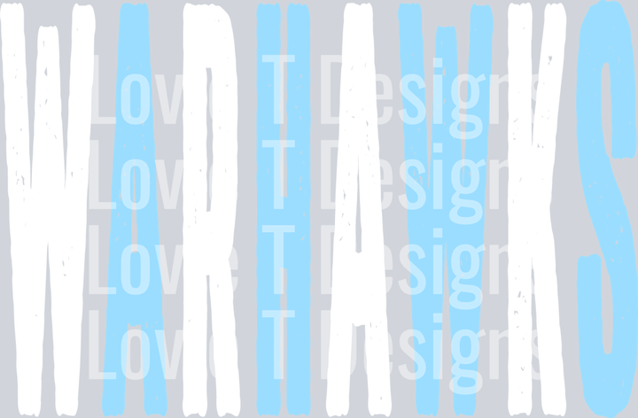 WARHAWKS CAROLINA BLUE AND WHITE OVERSIZED GRUNGE MASCOT